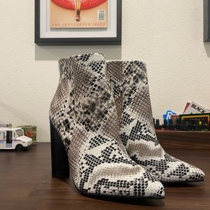 Snakeskin booties